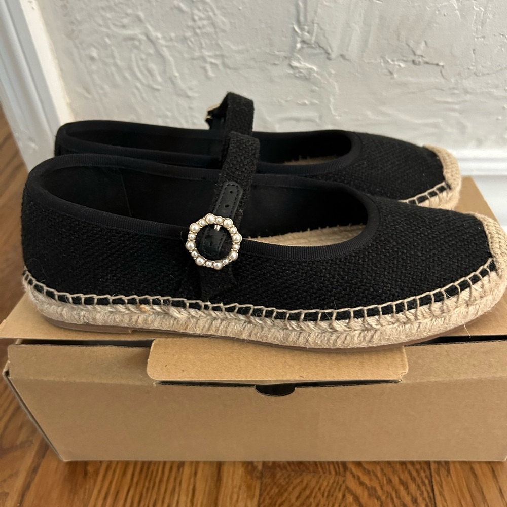 J. Crew Black Espadrilles with Tan Sole